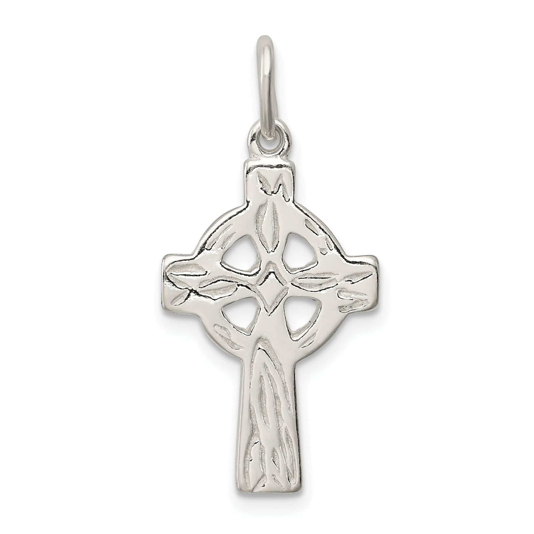 Lovely Rita's Pendants & Charms Silver Polished Textured Celtic Cross Pendant