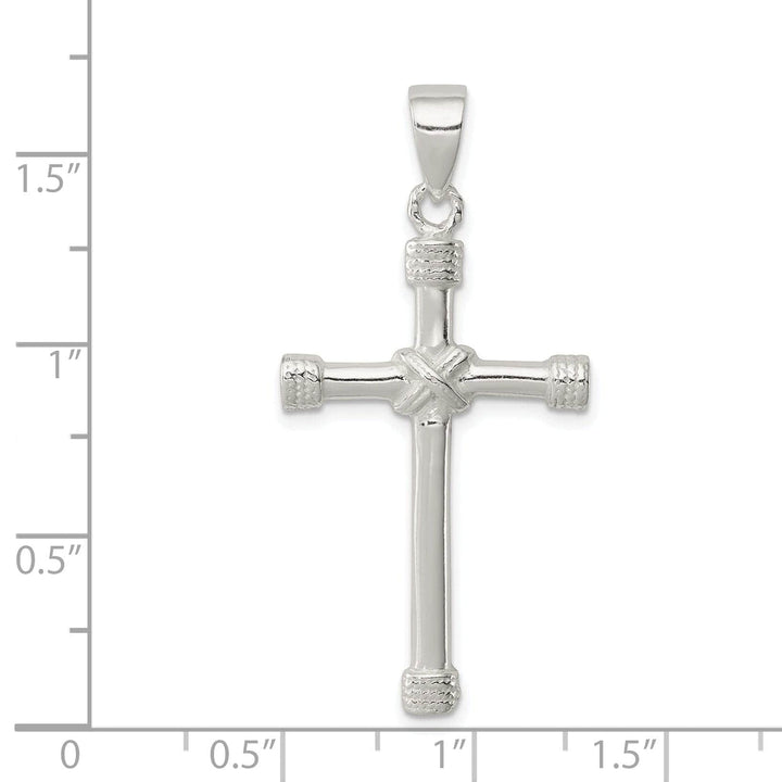 Lovely Rita's Pendants & Charms Silver Polished Textured Finish Cross Pendant