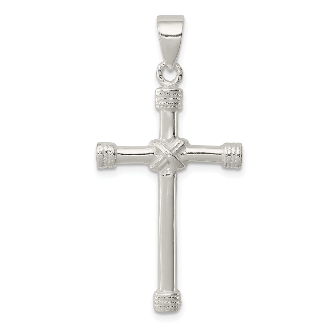 Lovely Rita's Pendants & Charms Silver Polished Textured Finish Cross Pendant