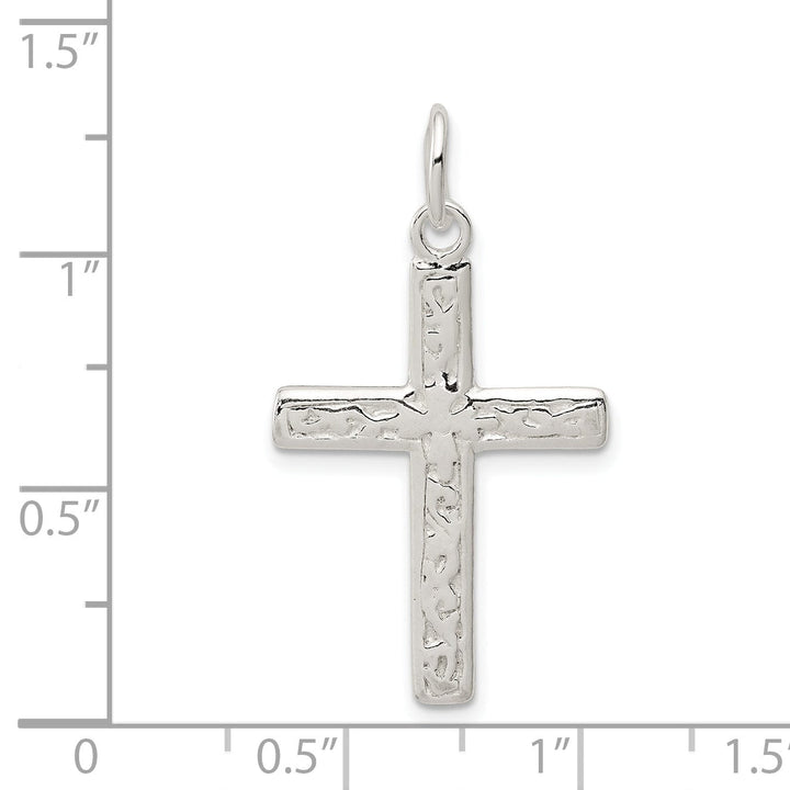 Lovely Rita's Pendants & Charms Silver Polished Textured Latin Cross Pendant