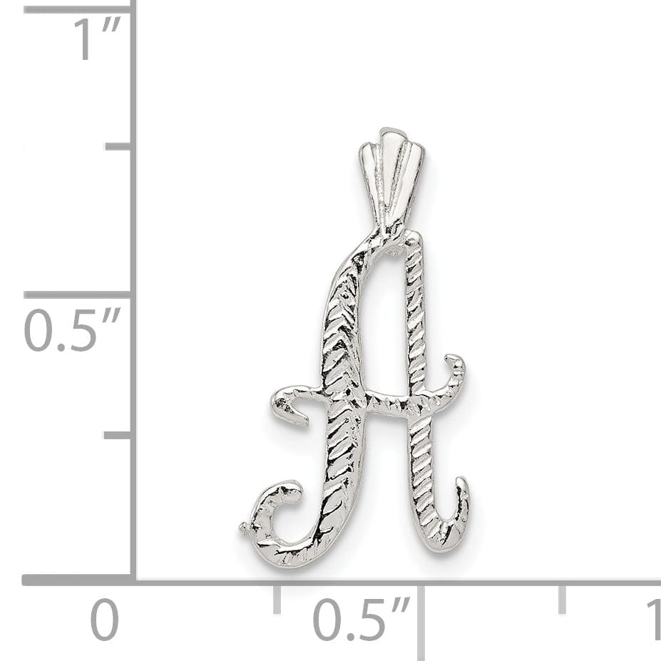 Lovely Rita's Pendants & Charms Silver Polished Textured Letter A Charm Pendant