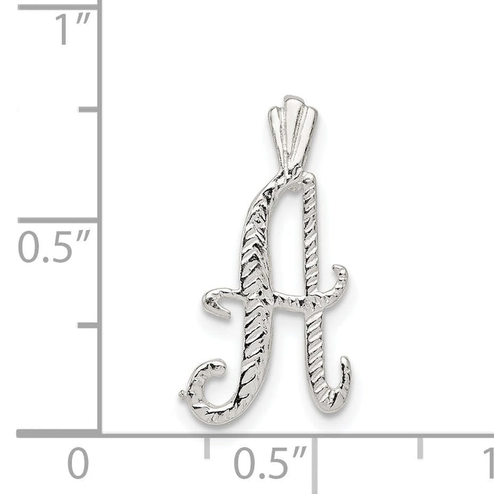 Lovely Rita's Pendants & Charms Silver Polished Textured Letter A Charm Pendant