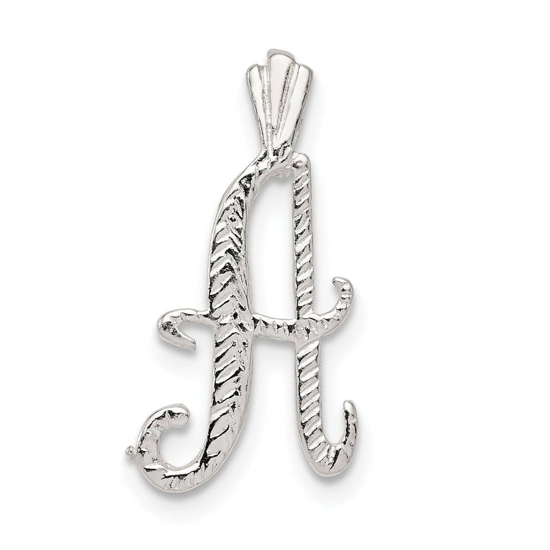 Lovely Rita's Pendants & Charms Silver Polished Textured Letter A Charm Pendant