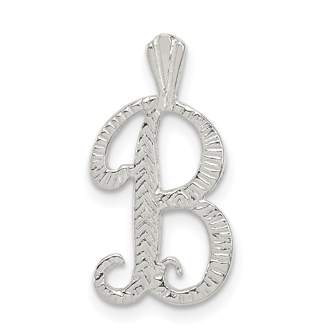 Lovely Rita's Pendants & Charms Silver Polished Textured Letter B Charm Pendant