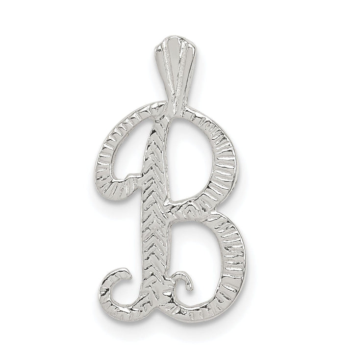 Lovely Rita's Pendants & Charms Silver Polished Textured Letter B Charm Pendant