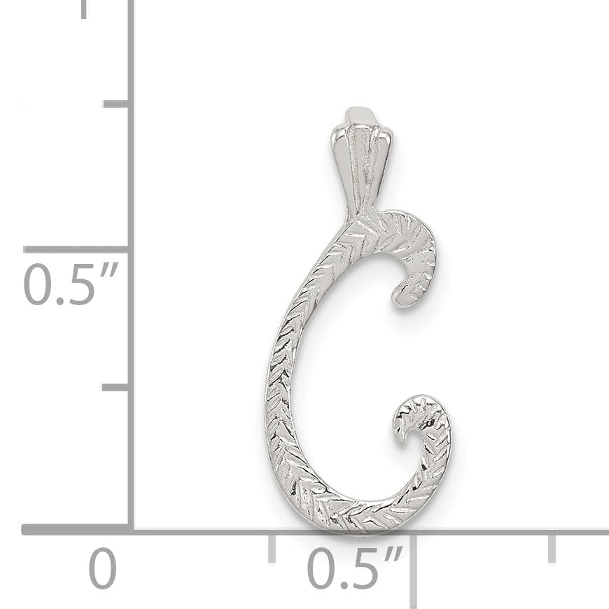 Lovely Rita's Pendants & Charms Silver Polished Textured Letter C Charm Pendant