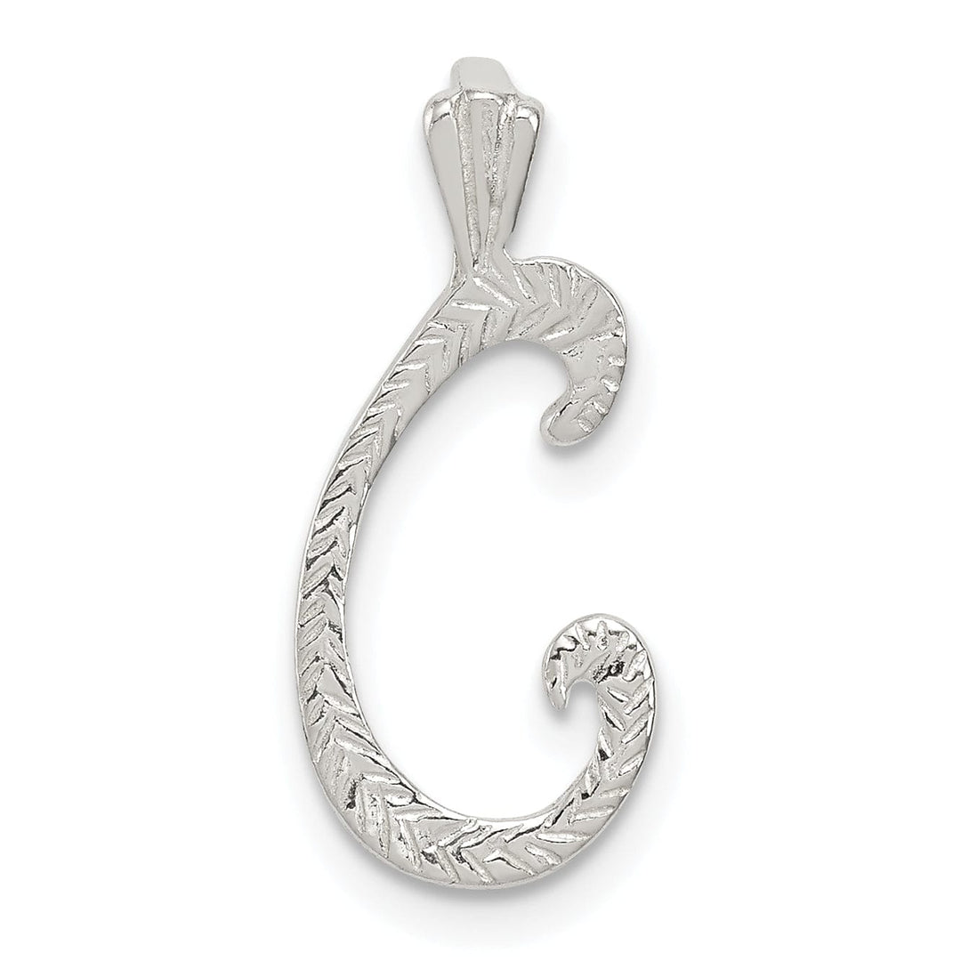 Lovely Rita's Pendants & Charms Silver Polished Textured Letter C Charm Pendant
