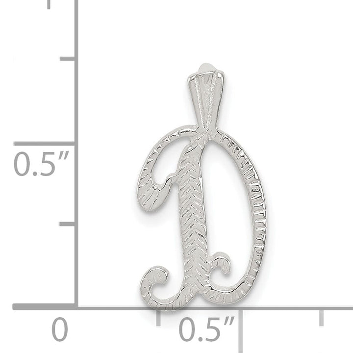 Lovely Rita's Pendants & Charms Silver Polished Textured Letter D Charm Pendant