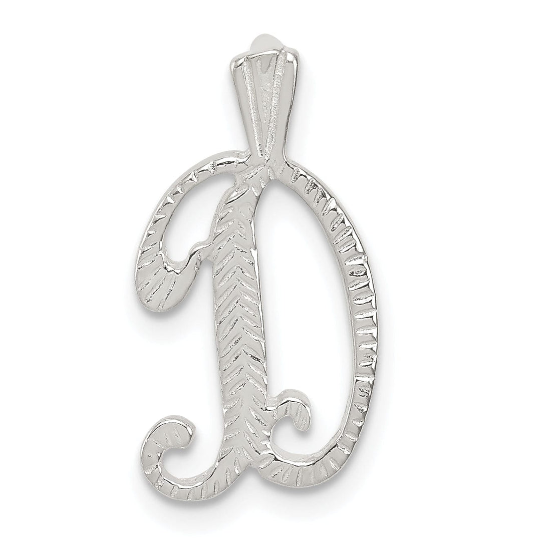 Lovely Rita's Pendants & Charms Silver Polished Textured Letter D Charm Pendant