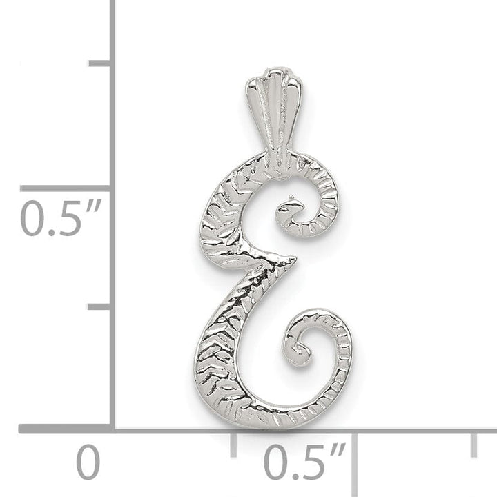 Lovely Rita's Pendants & Charms Silver Polished Textured Letter E Charm Pendant