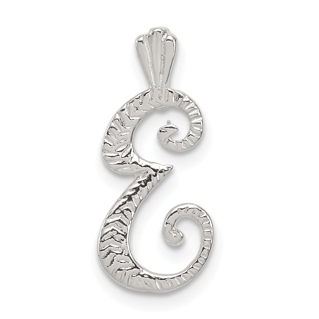 Lovely Rita's Pendants & Charms Silver Polished Textured Letter E Charm Pendant