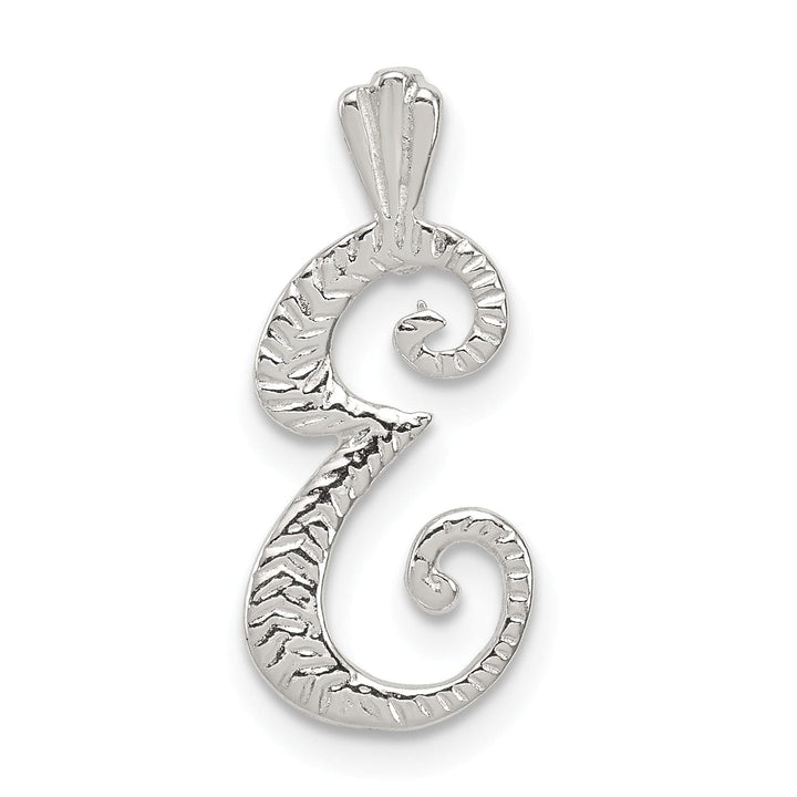 Lovely Rita's Pendants & Charms Silver Polished Textured Letter E Charm Pendant
