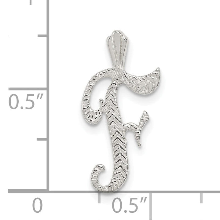 Lovely Rita's Pendants & Charms Silver Polished Textured Letter F Charm Pendant