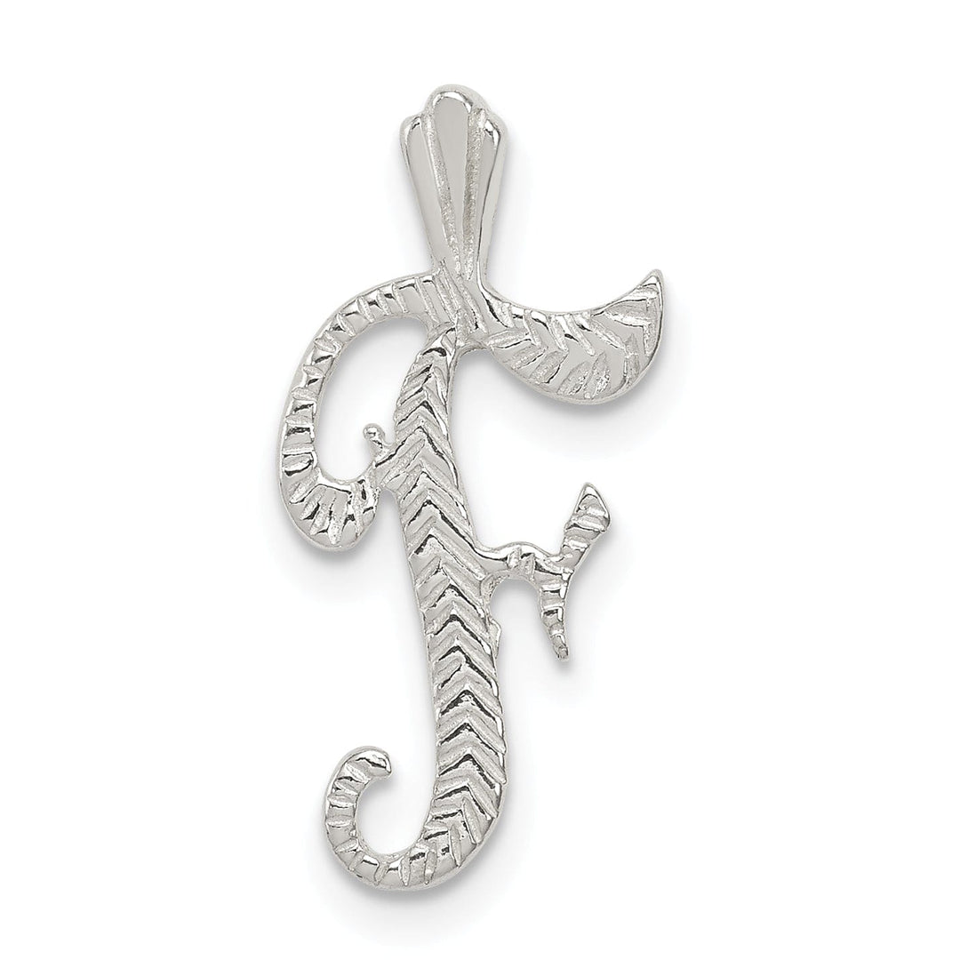 Lovely Rita's Pendants & Charms Silver Polished Textured Letter F Charm Pendant