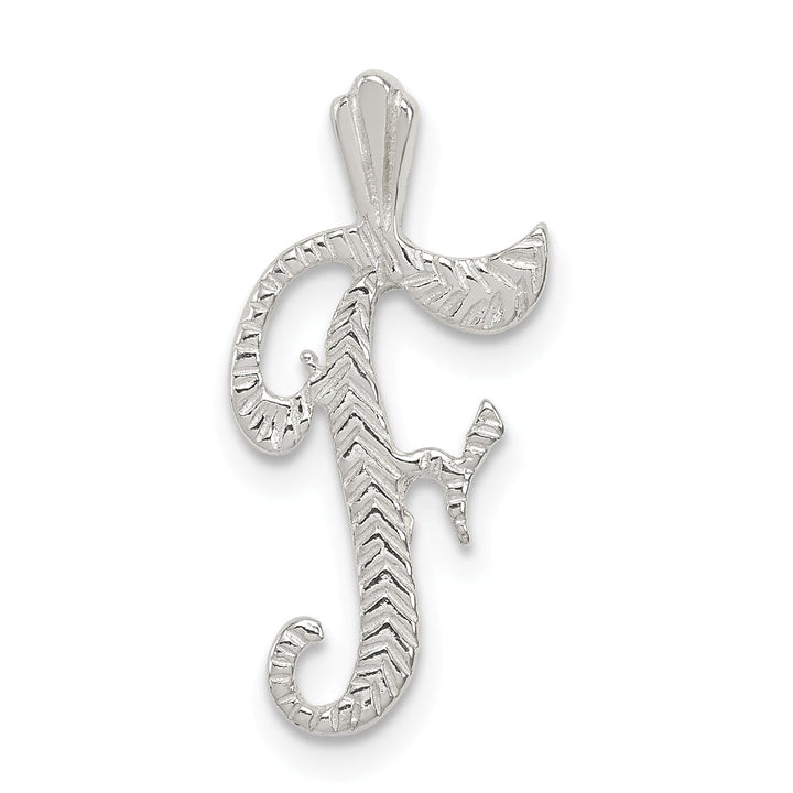 Lovely Rita's Pendants & Charms Silver Polished Textured Letter F Charm Pendant