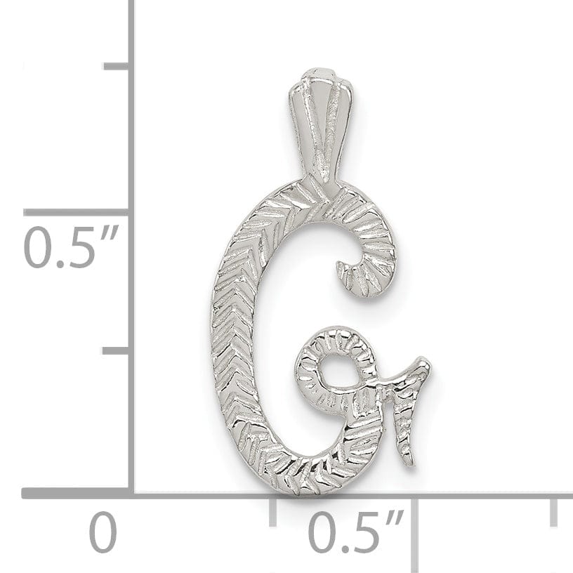 Lovely Rita's Pendants & Charms Silver Polished Textured Letter G Charm Pendant