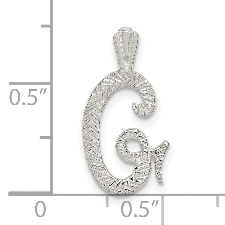 Lovely Rita's Pendants & Charms Silver Polished Textured Letter G Charm Pendant
