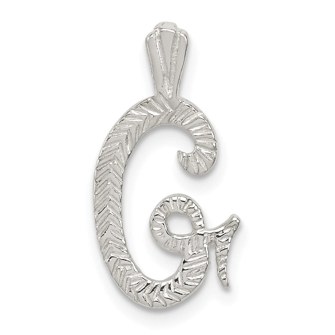 Lovely Rita's Pendants & Charms Silver Polished Textured Letter G Charm Pendant