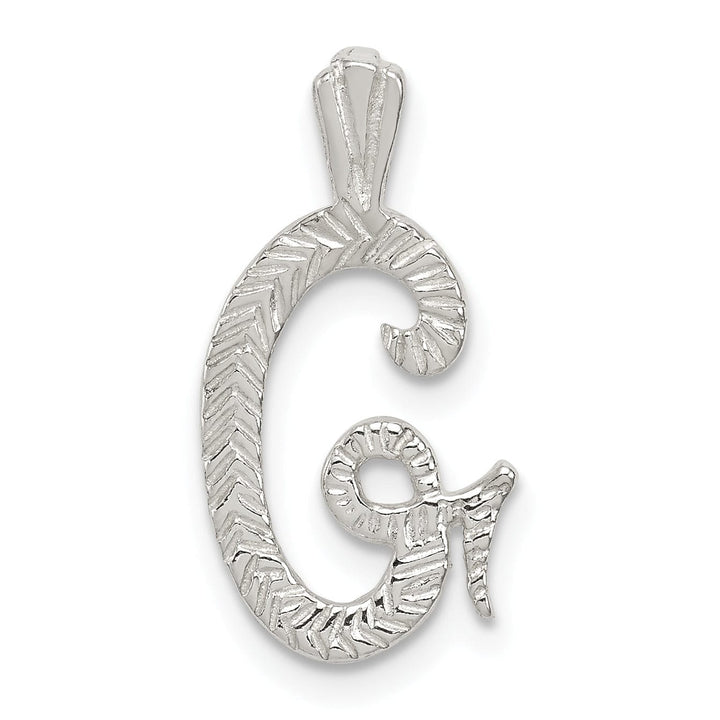 Lovely Rita's Pendants & Charms Silver Polished Textured Letter G Charm Pendant
