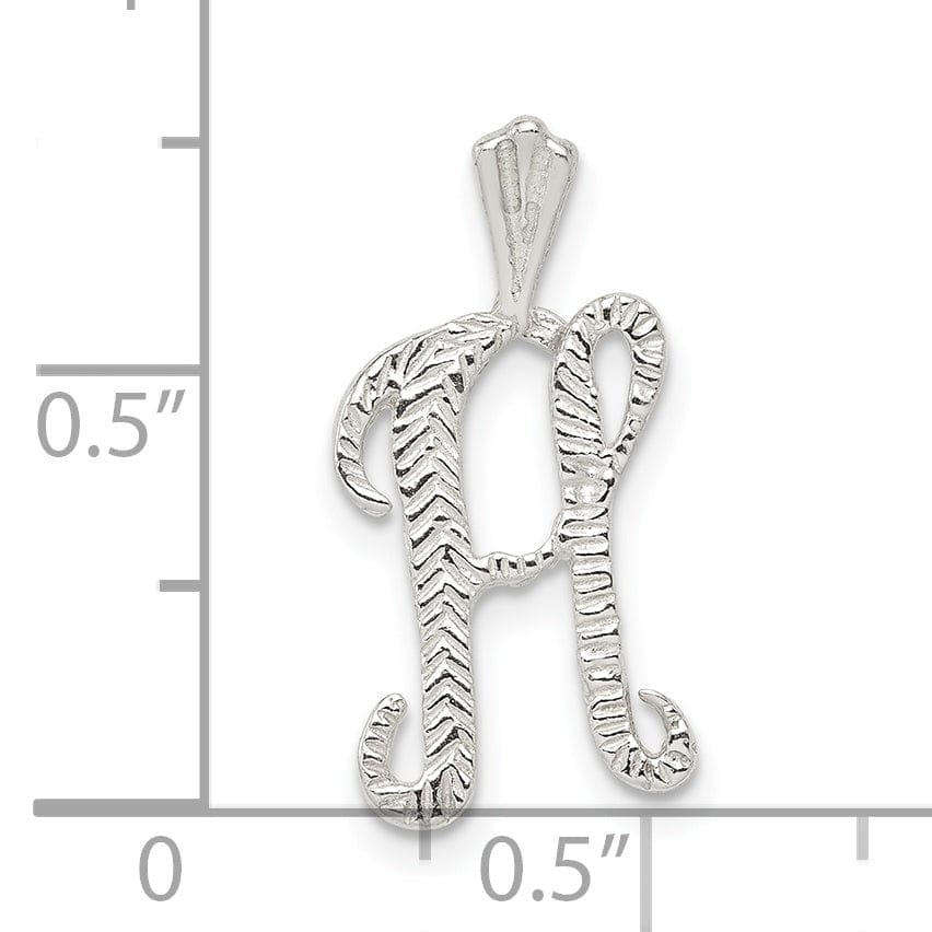 Lovely Rita's Pendants & Charms Silver Polished Textured Letter H Charm Pendant