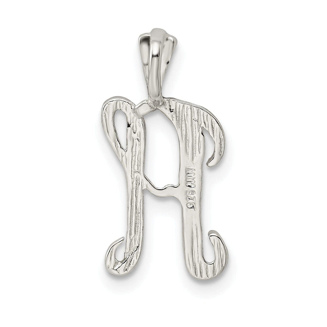 Lovely Rita's Pendants & Charms Silver Polished Textured Letter H Charm Pendant