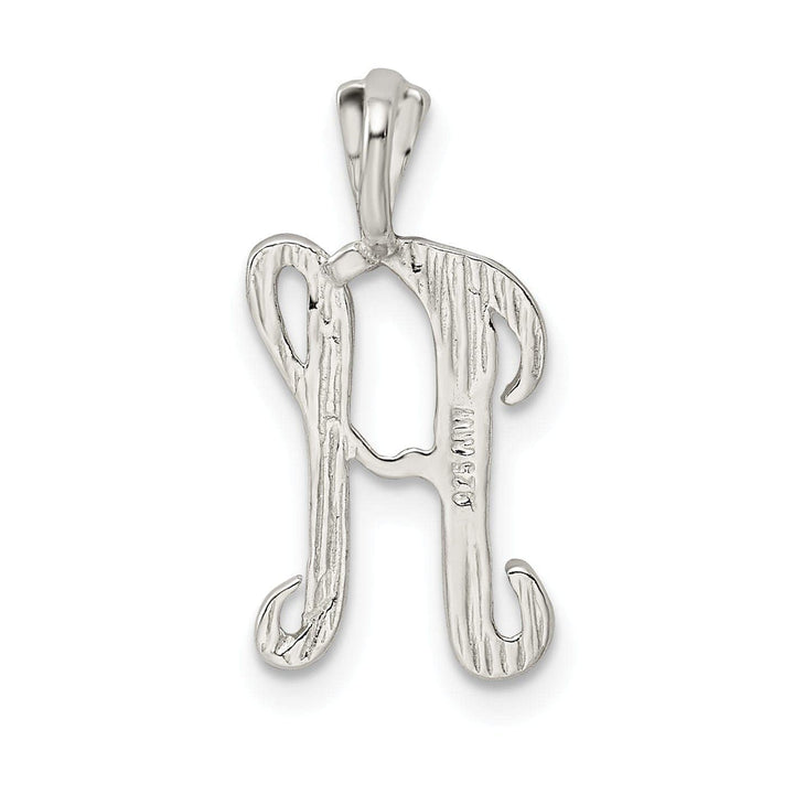 Lovely Rita's Pendants & Charms Silver Polished Textured Letter H Charm Pendant