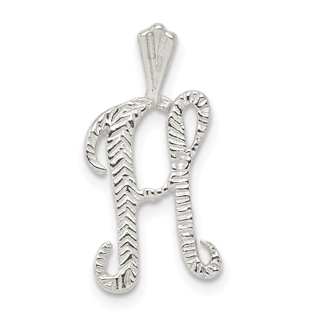 Lovely Rita's Pendants & Charms Silver Polished Textured Letter H Charm Pendant