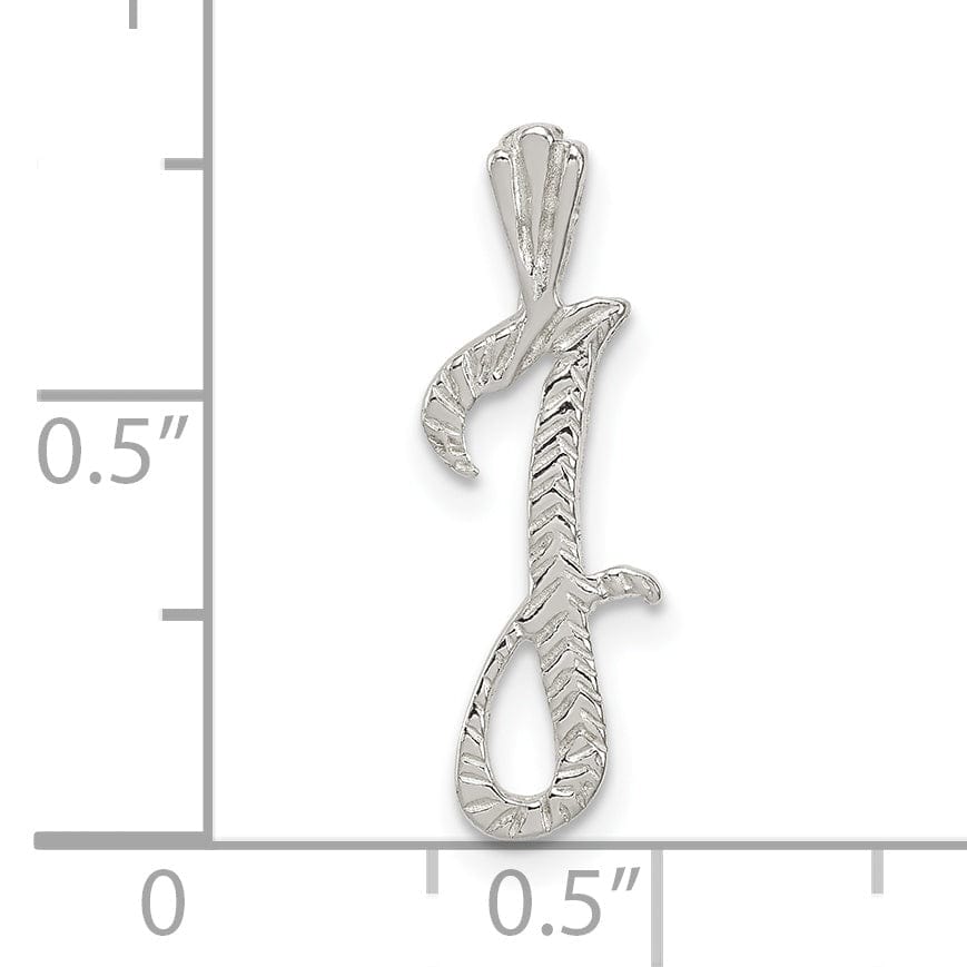 Lovely Rita's Pendants & Charms Silver Polished Textured Letter J Charm Pendant