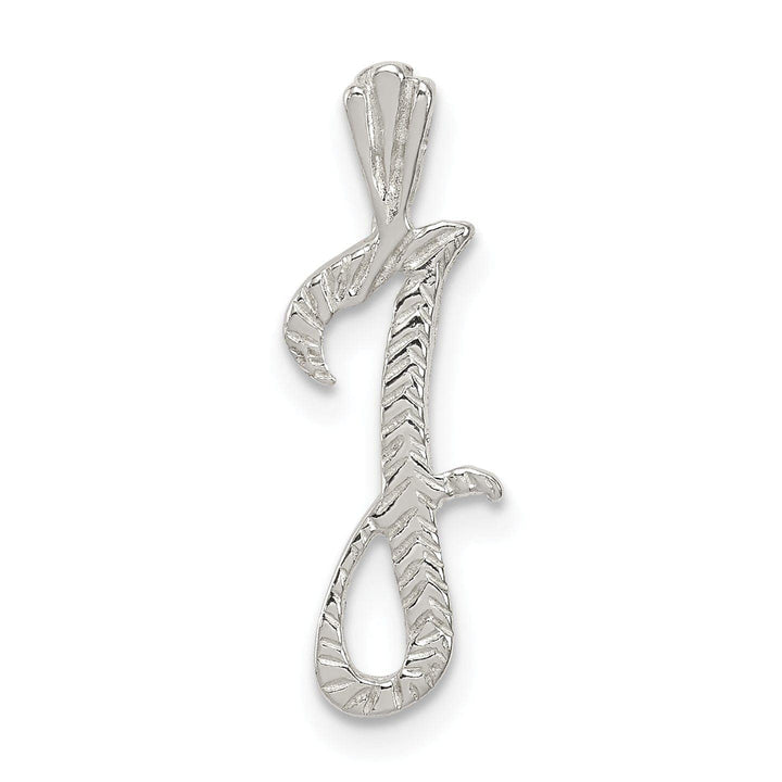 Lovely Rita's Pendants & Charms Silver Polished Textured Letter J Charm Pendant