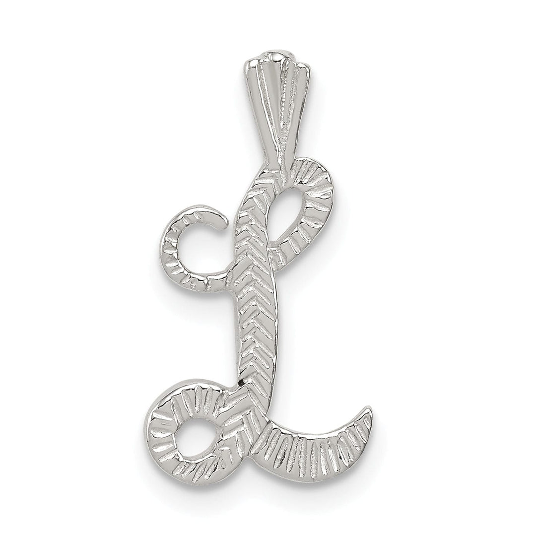 Lovely Rita's Pendants & Charms Silver Polished Textured Letter L Charm Pendant