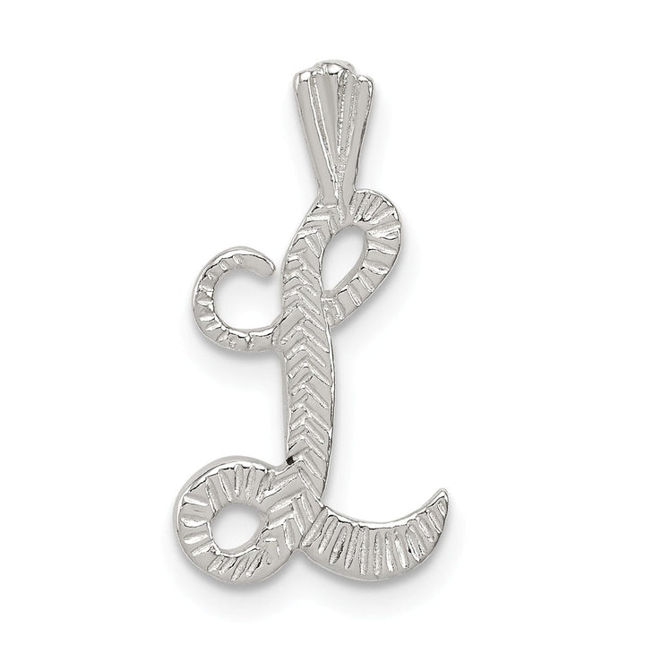 Lovely Rita's Pendants & Charms Silver Polished Textured Letter L Charm Pendant