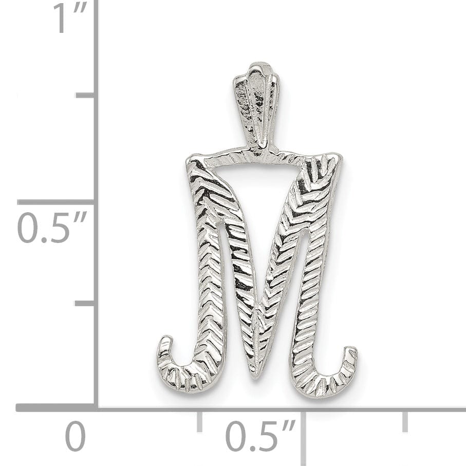 Lovely Rita's Pendants & Charms Silver Polished Textured Letter M Charm Pendant