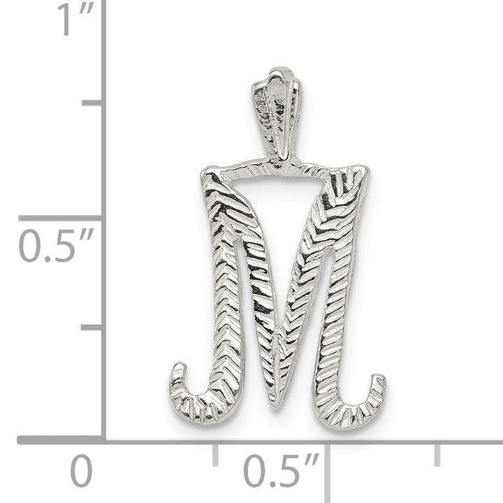 Lovely Rita's Pendants & Charms Silver Polished Textured Letter M Charm Pendant