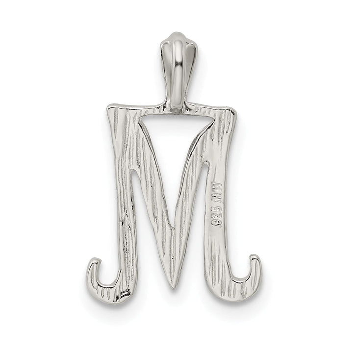 Lovely Rita's Pendants & Charms Silver Polished Textured Letter M Charm Pendant