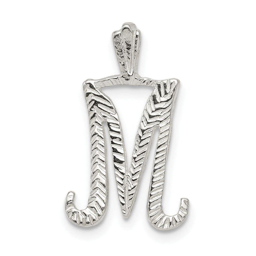 Lovely Rita's Pendants & Charms Silver Polished Textured Letter M Charm Pendant