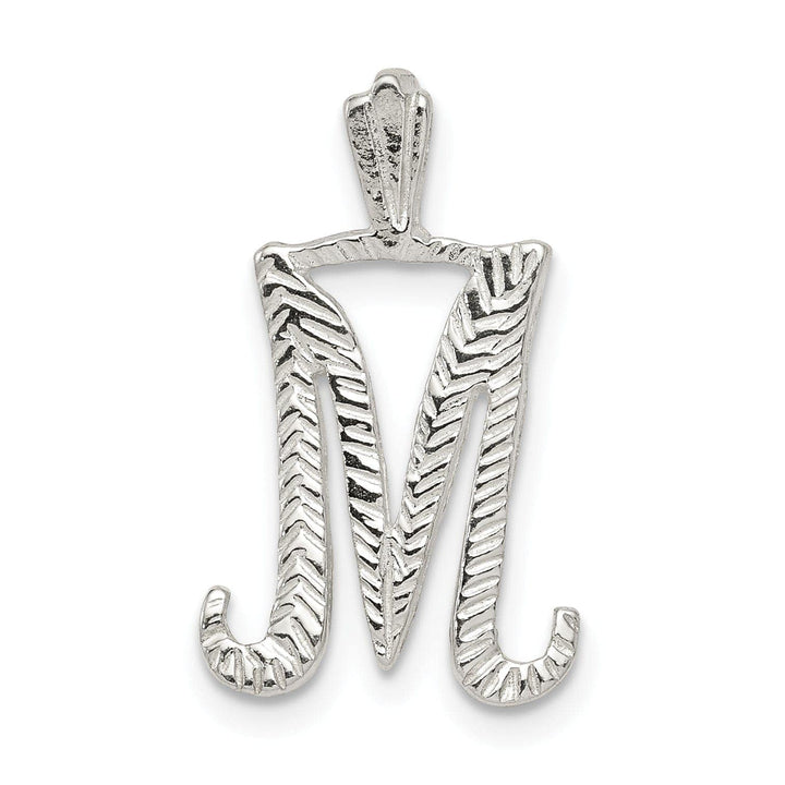 Lovely Rita's Pendants & Charms Silver Polished Textured Letter M Charm Pendant