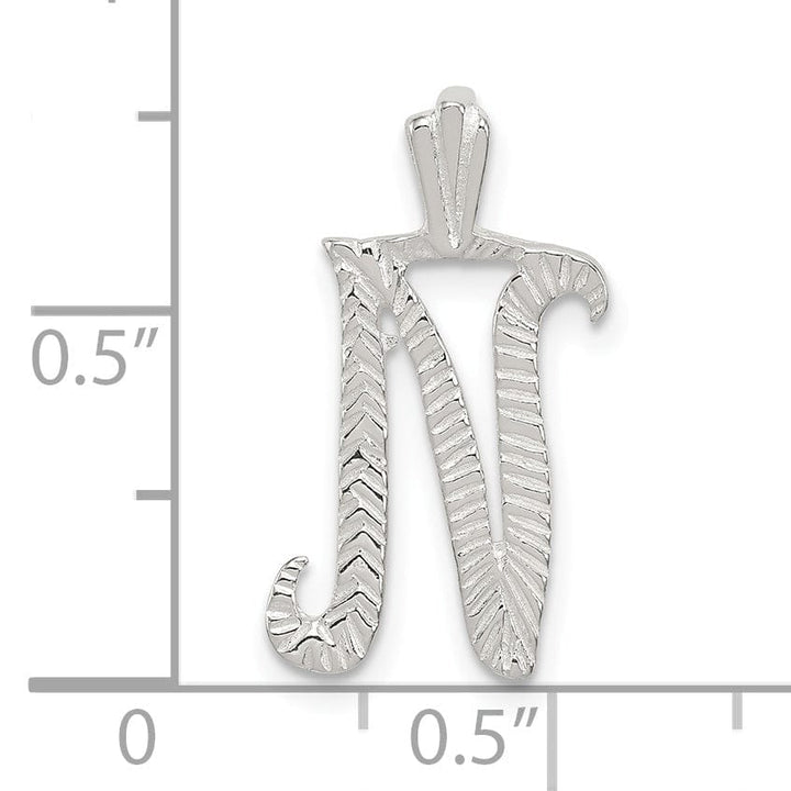 Lovely Rita's Pendants & Charms Silver Polished Textured Letter N Charm Pendant