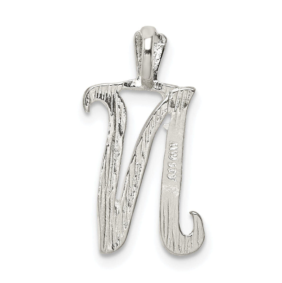 Lovely Rita's Pendants & Charms Silver Polished Textured Letter N Charm Pendant