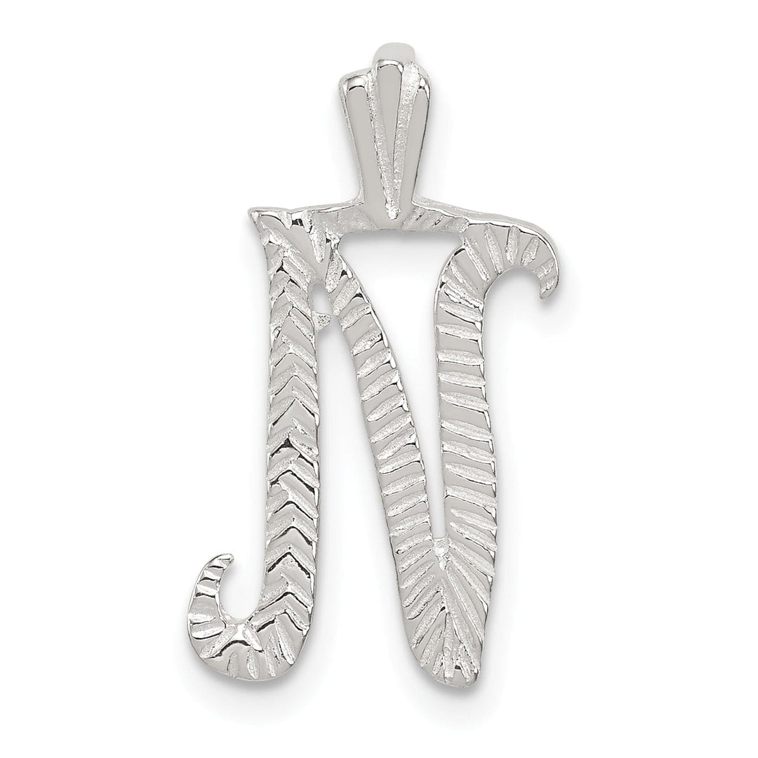 Lovely Rita's Pendants & Charms Silver Polished Textured Letter N Charm Pendant