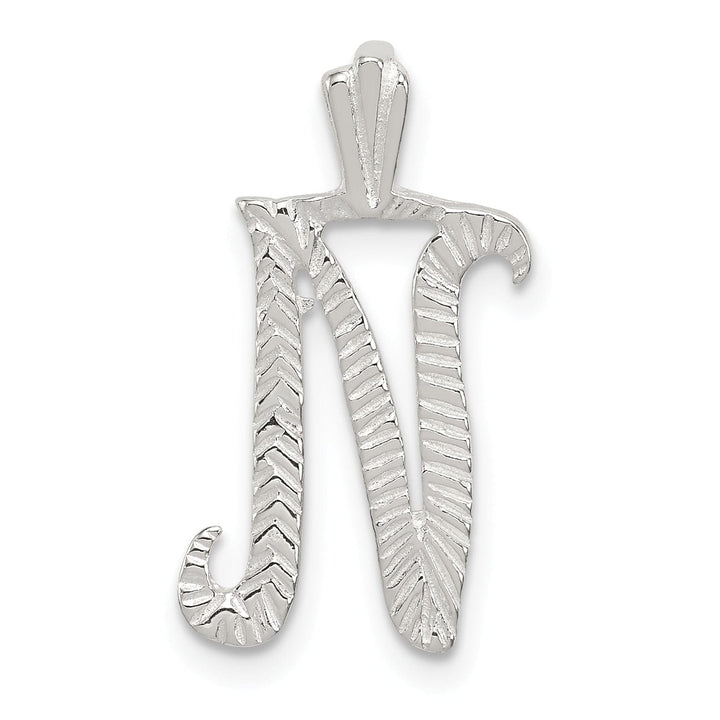 Lovely Rita's Pendants & Charms Silver Polished Textured Letter N Charm Pendant