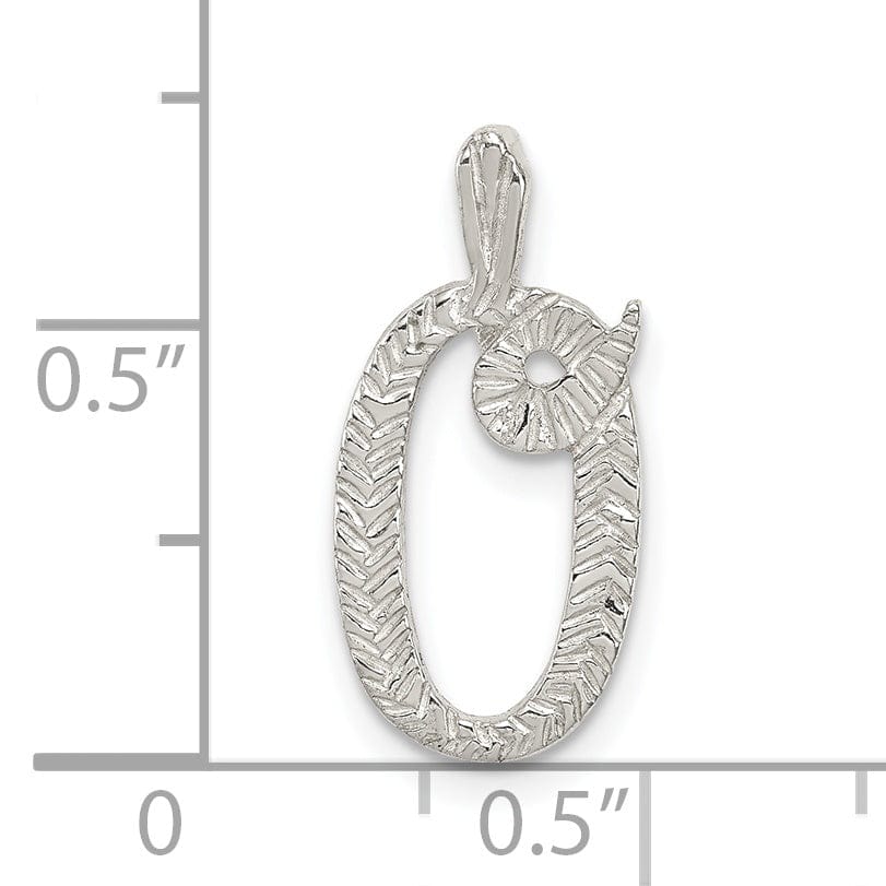 Lovely Rita's Pendants & Charms Silver Polished Textured Letter O Charm Pendant