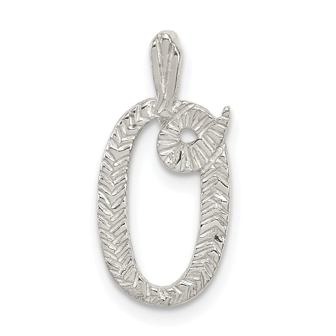 Lovely Rita's Pendants & Charms Silver Polished Textured Letter O Charm Pendant