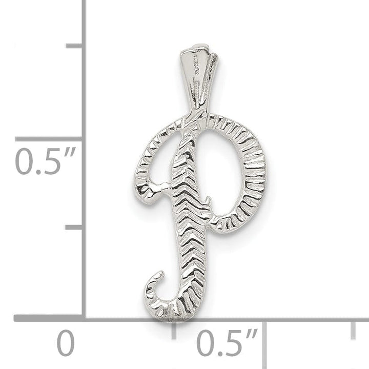 Lovely Rita's Pendants & Charms Silver Polished Textured Letter P Charm Pendant