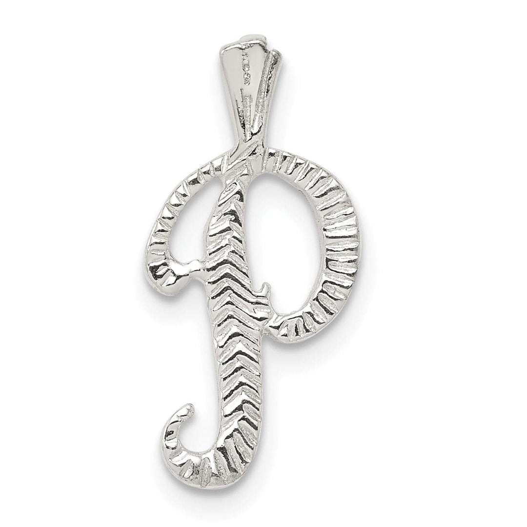 Lovely Rita's Pendants & Charms Silver Polished Textured Letter P Charm Pendant