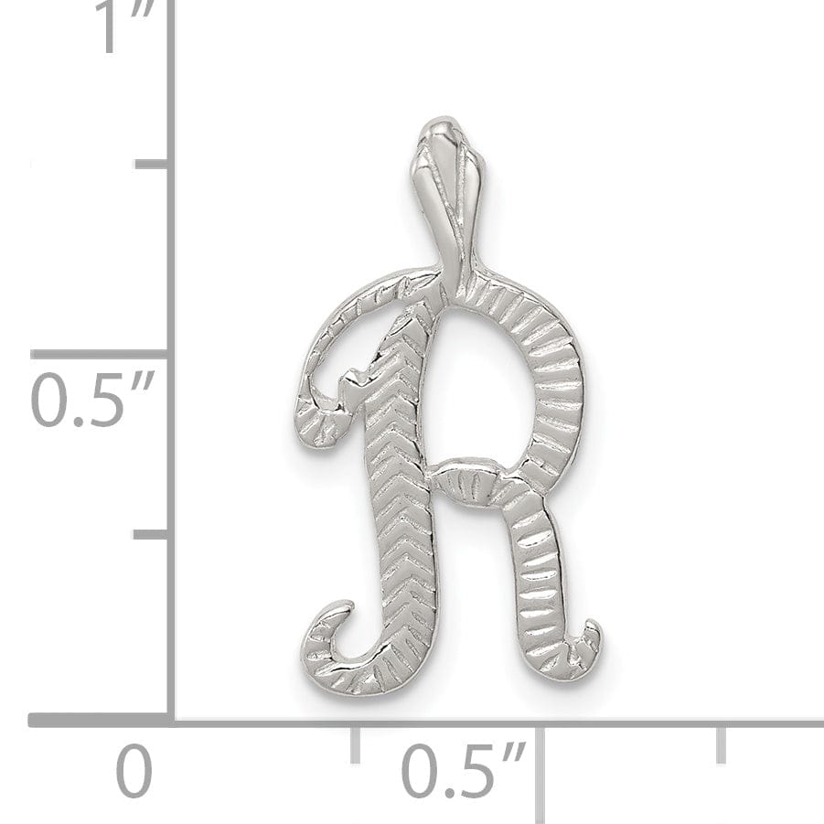 Lovely Rita's Pendants & Charms Silver Polished Textured Letter R Charm Pendant