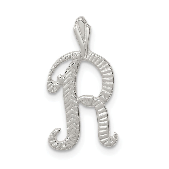 Lovely Rita's Pendants & Charms Silver Polished Textured Letter R Charm Pendant