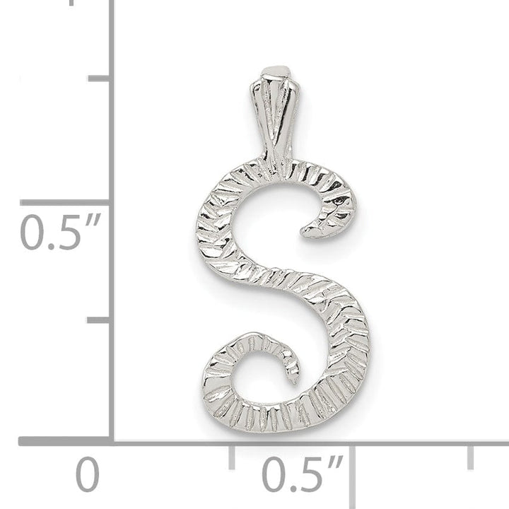 Lovely Rita's Pendants & Charms Silver Polished Textured Letter S Charm Pendant