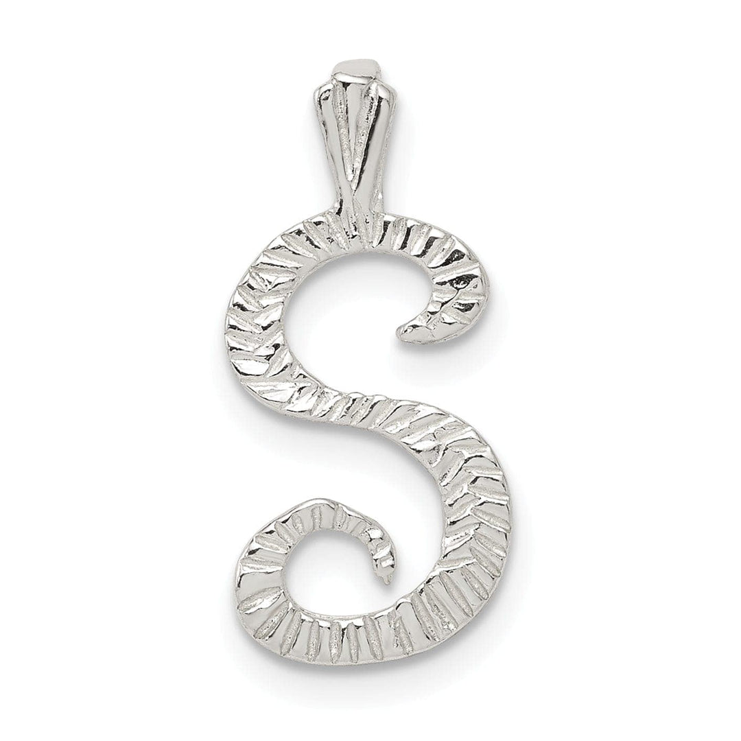 Lovely Rita's Pendants & Charms Silver Polished Textured Letter S Charm Pendant