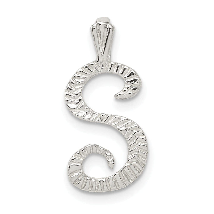 Lovely Rita's Pendants & Charms Silver Polished Textured Letter S Charm Pendant