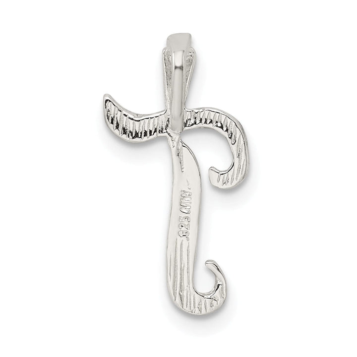 Lovely Rita's Pendants & Charms Silver Polished Textured Letter T Charm Pendant